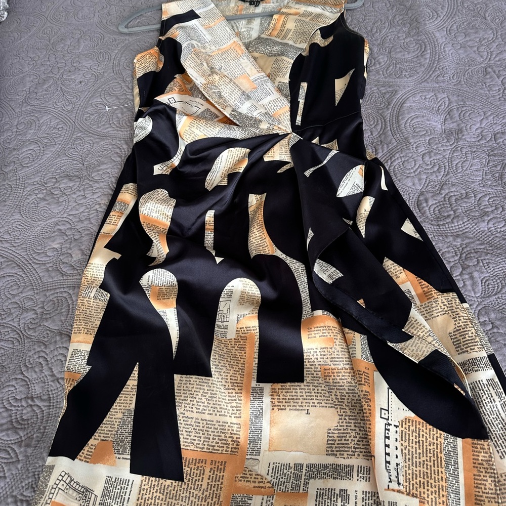 Black and Gold Asymmetrical Sheath Cocktail Dress